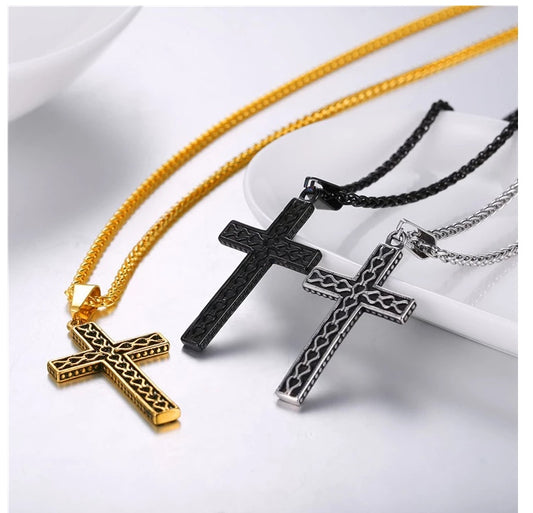 The Heritage Vintage Cross – 316L Gold & Onyx Black