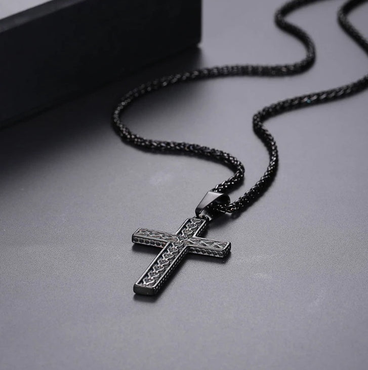The Heritage Vintage Cross – 316L Gold & Onyx Black