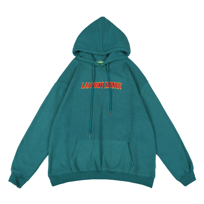 I Am Not Drunk Letter Printed Hood / Fleece Sweater