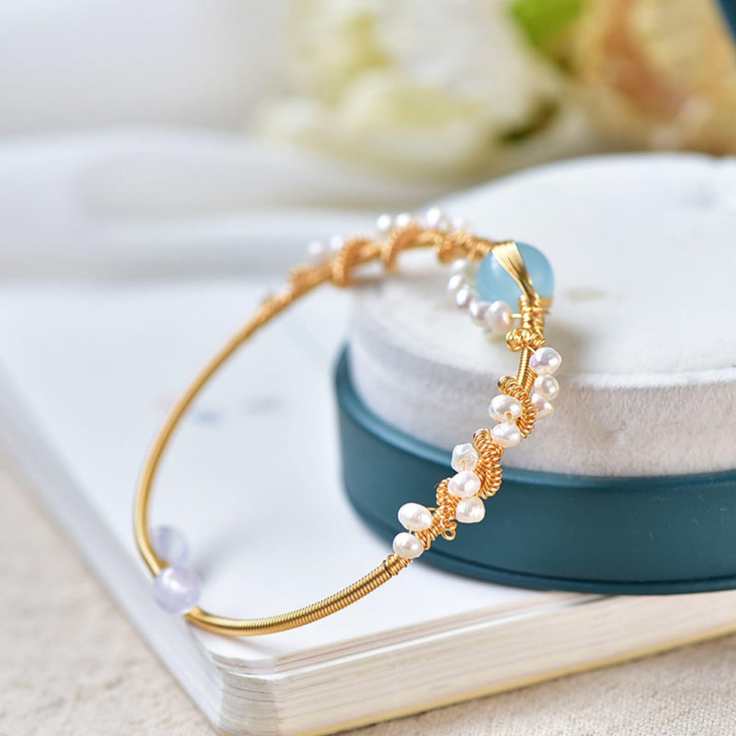 The Eternal Pearl Wire-Braided Cuff
